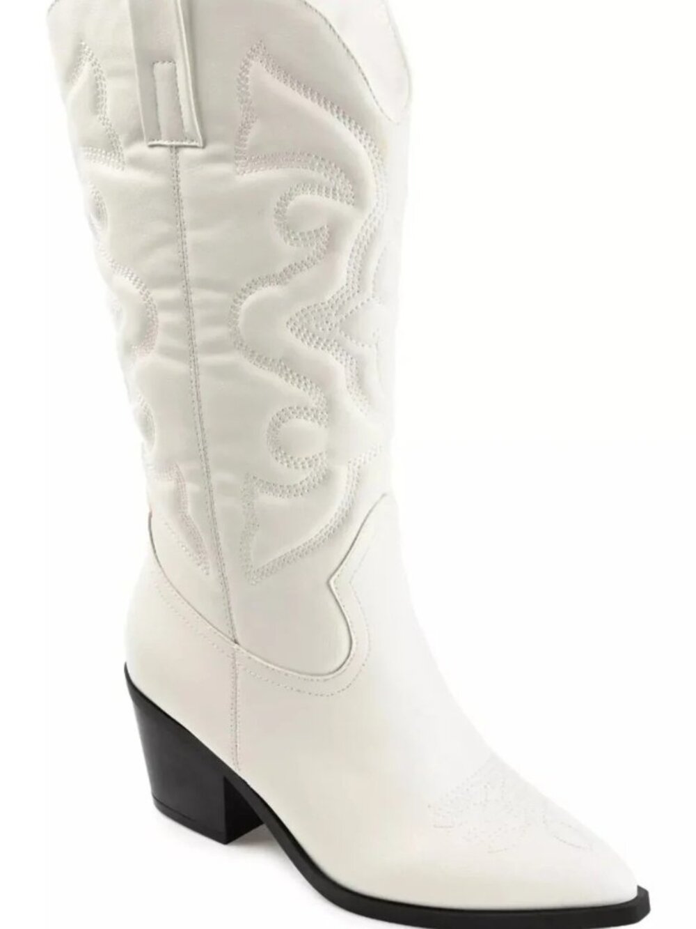 #17 Journee Women's Chantry Knee High Cowboy Boots (Beige Faux Leather) - Picture 2 of 10